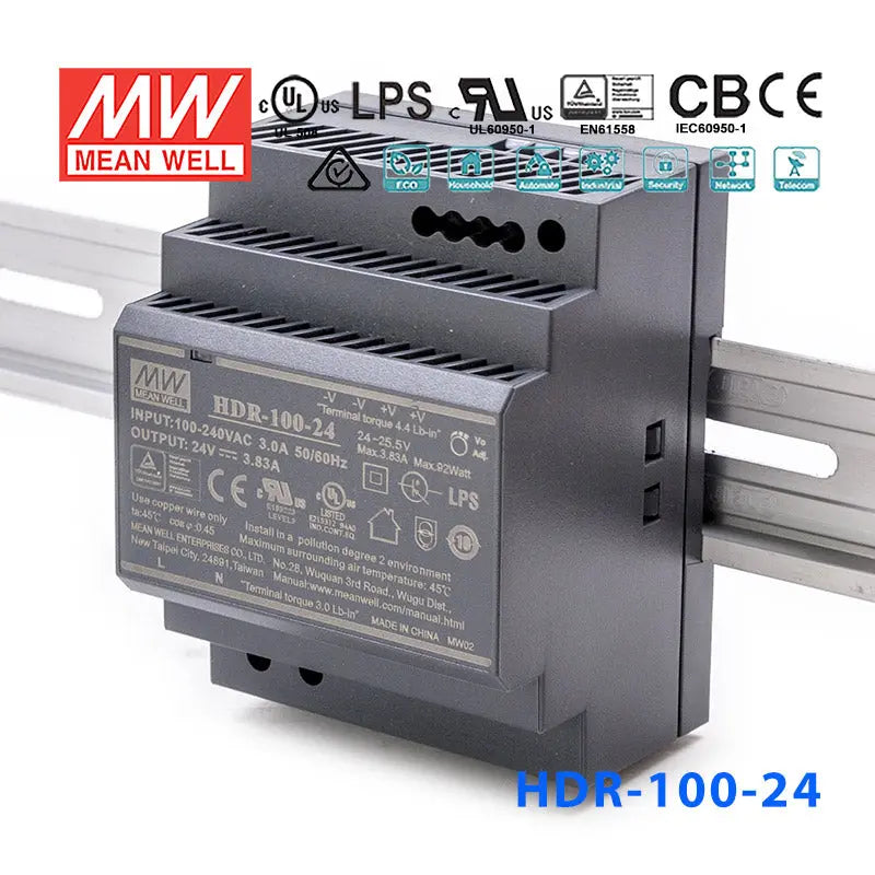 HDR-100-24 MEAN WELL Power Supply | HTD Electronics
