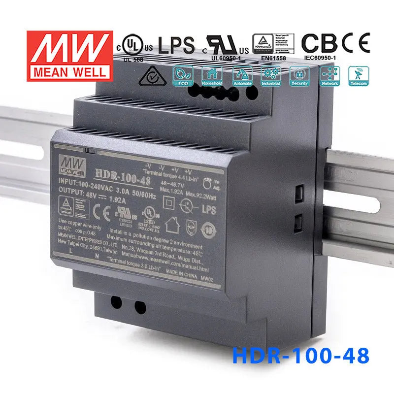 HDR-100-48 MEAN WELL Power Supply | HTD Electronics