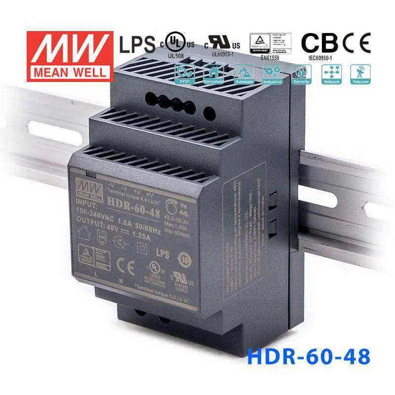 HDR-60-48 MEAN WELL Power Supply | HTD Electronics