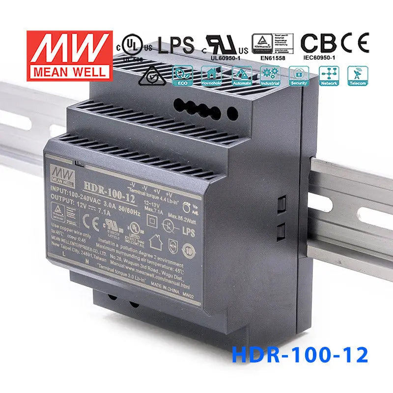 HDR-100-12 MEAN WELL Power Supply | HTD Electronics