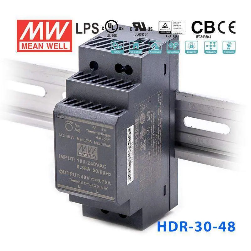 HDR-30-48 MEAN WELL Power Supply | HTD Electronics