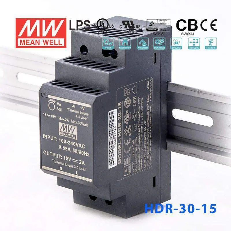 HDR-30-15 MEAN WELL Power Supply | HTD Electronics