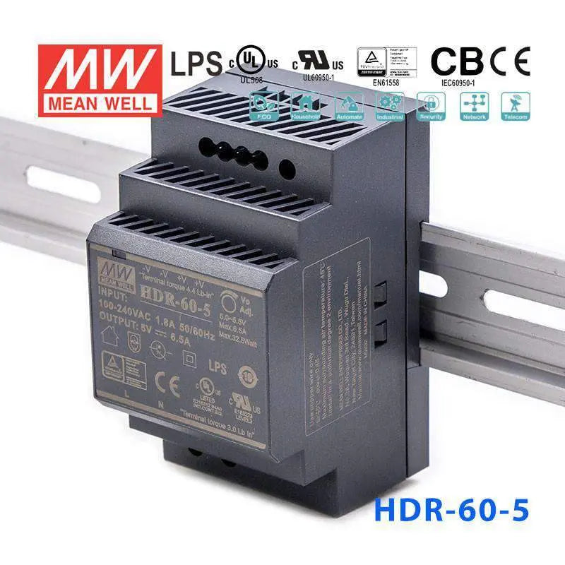 HDR-60-5 MEAN WELL Power Supply | HTD Electronics