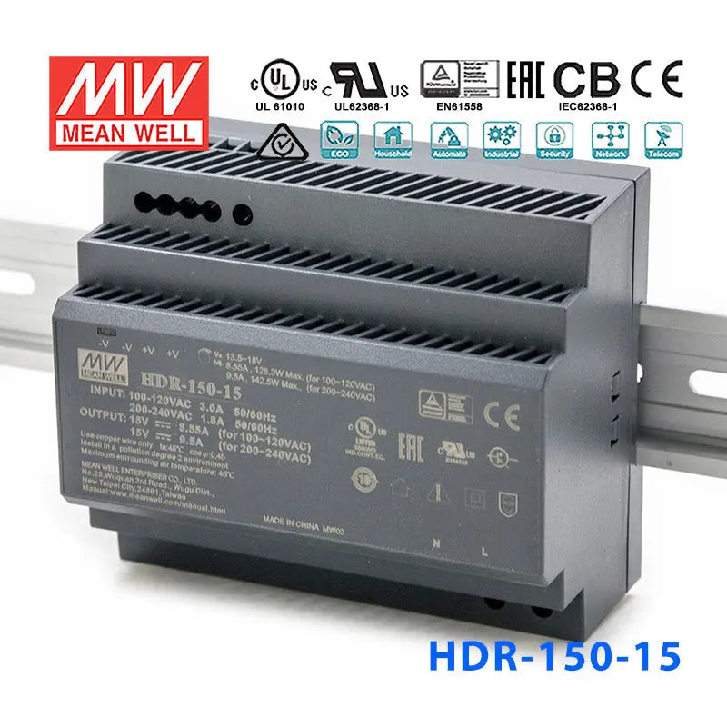 HDR-150-15 MEAN WELL Power Supply | HTD Electronics