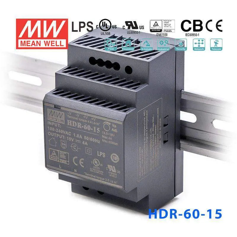 HDR-60-15 MEAN WELL Power Supply | HTD Electronics