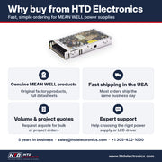 Why buy the MEAN WELL LRS-200-3.3 from HTD Electronics: genuine MEAN WELL products with full datasheets, fast USA shipping, volume and project quotes, expert support