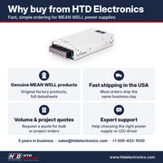 Why buy the MEAN WELL MSP-300-48 from HTD Electronics: genuine MEAN WELL products with full datasheets, fast USA shipping, volume and project quotes, expert support