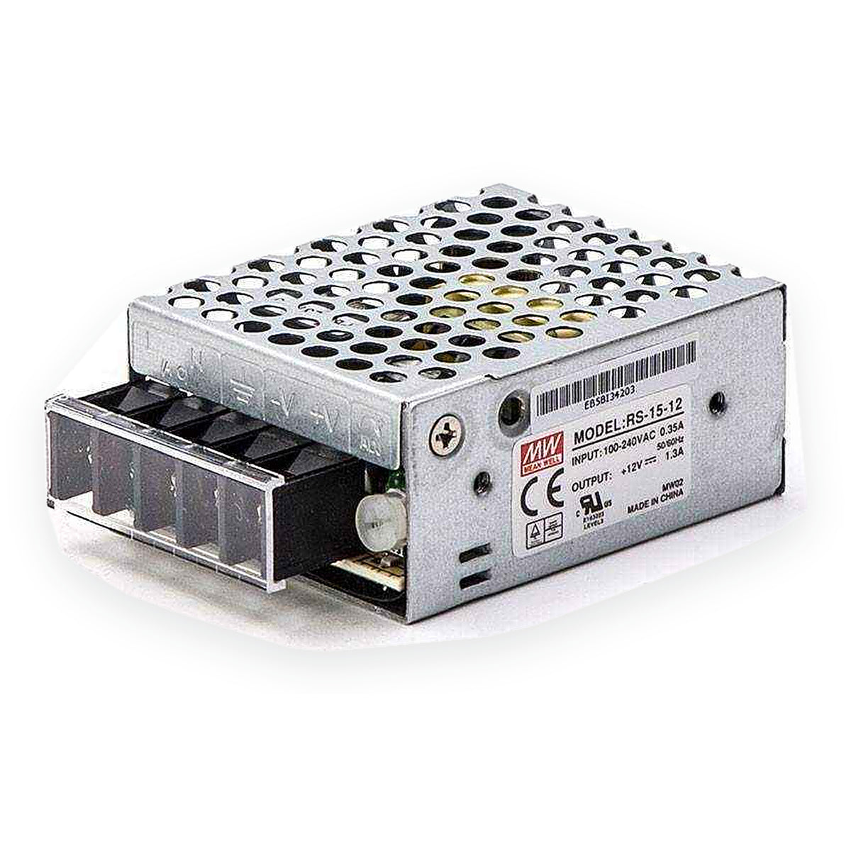 MEAN WELL RS-15-12 enclosed power supply, 12V 1.3A 15W