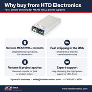 Why buy the MEAN WELL RSP-750-24 from HTD Electronics: genuine MEAN WELL products with full datasheets, fast USA shipping, volume and project quotes, expert support